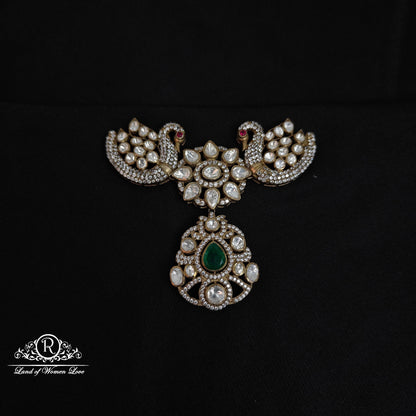 92.5 silver peacock design victorian mala locket-rcm1113 92.5 silver ramala jewelry / ramala collections