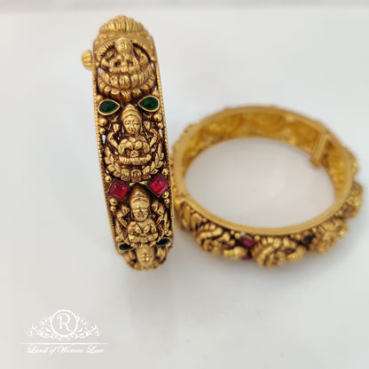 Cultural richness beautiful silver bangles with Lakshmi Devi design 2.4"-RCMA08