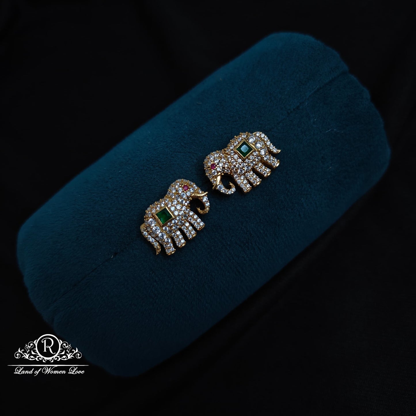 earrings 92.5 silver elephant design earrings-rccp345 cz 92.5 silver ramala jewelry / ramala collections