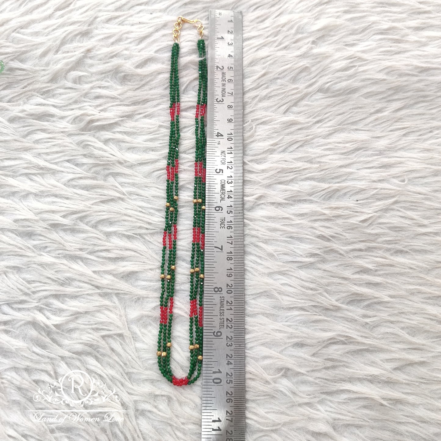 Beads Mala Green & Red Colour Middle gold Ball RCH317