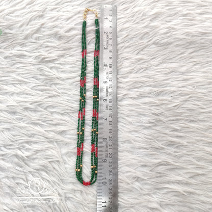 Beads Mala Green & Red Colour Middle gold Ball RCH317
