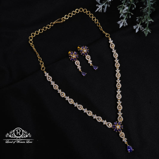 earrings 92.5 silver cz- stones flower design necklace set cz 92.5 silver ramala jewelry / ramala collections