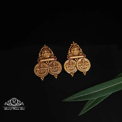 earrings lakshmi devi design silver kasu earrings-rcm996 92.5 silver ramala jewelry / ramala collections