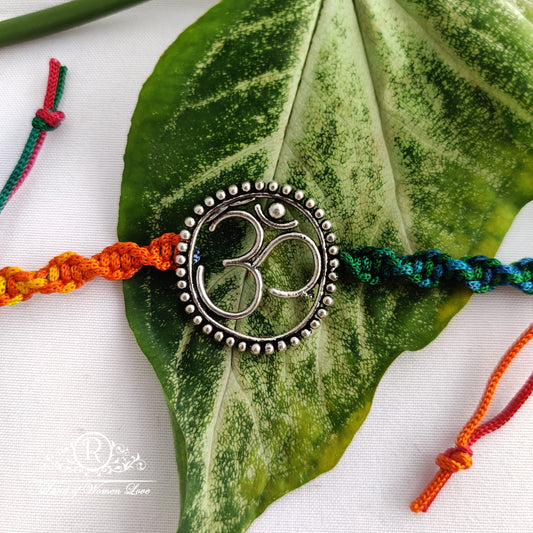 92.5 silver beautiful om rakhi design:rcg125 92.5 silver ramala jewelry / ramala collections