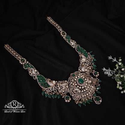 earrings silver victorian moissanite peacock design haram-rcz29 moissanite 92.5 silver ramala jewelry / ramala collections