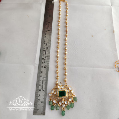 92.5 Silver Beautiful Moissanite pendent With Pearls Beads Chain:S701 D007