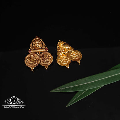 Lakshmi Devi design Silver Kasu Earrings-RCM996