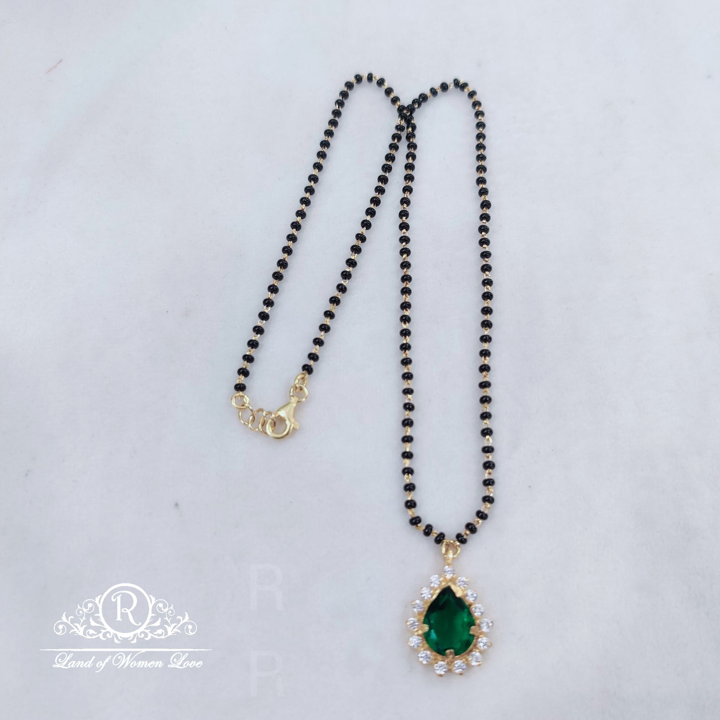 Silver Locket with Black Beads:RCD108