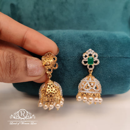 Diamond finishing Silver jhumkas-RCCP232