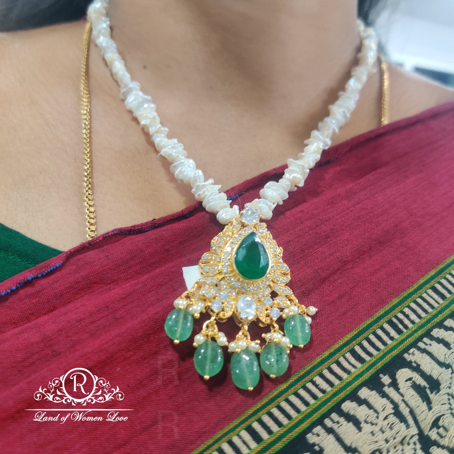 real pearls with locket 18inches rch998 92.5 silver ramala jewelry / ramala collections