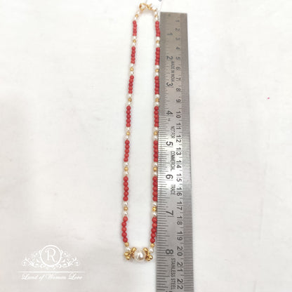 Beautiful Koral With Gold Balls Mala