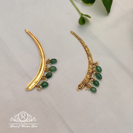 92.5 Silver Kanti with green beads hangings with 22k gold coating - RCT05