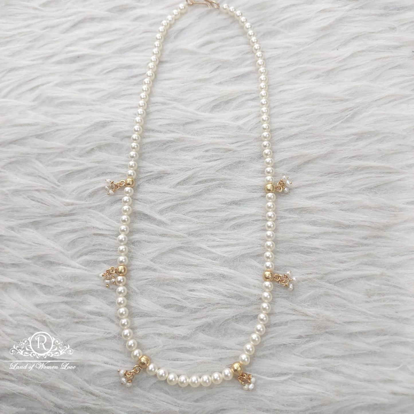 92.5 Silver Jewelry Pearls Mala 16"