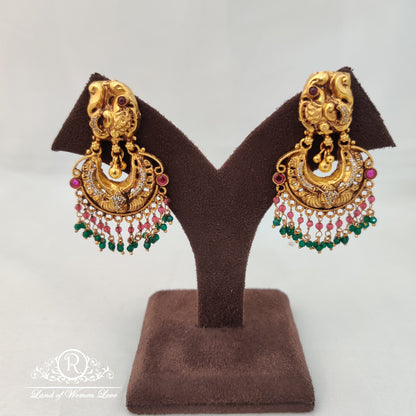 earrings simple and cute silver ã¢å“â¨ earrings with peacock ã°å¸â¦å¡ design and hangings -rcm759 ruby 92.5 silver ramala jewelry / ramala collections