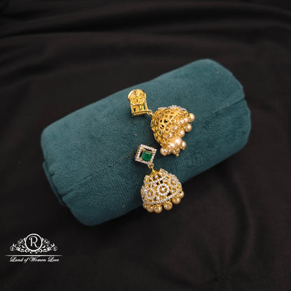 Diamond Finishing Silver jhumkas-RCDS036