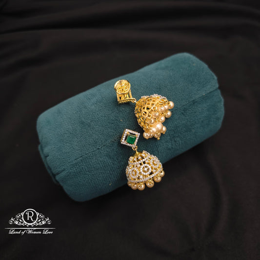 Diamond Finishing Silver jhumkas-RCDS036