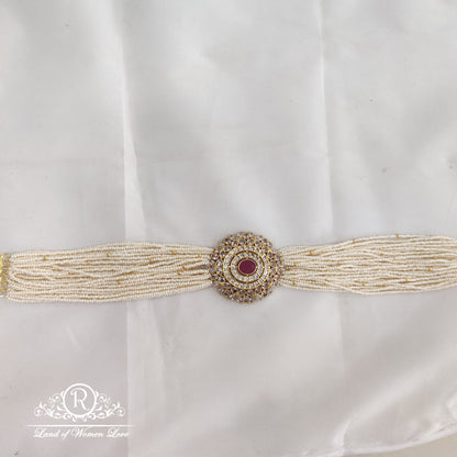 92.5 silver Jewelry white gold tone kundan beaded necklace RCW005