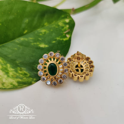 Silver White Stones Stud Earrings-M315