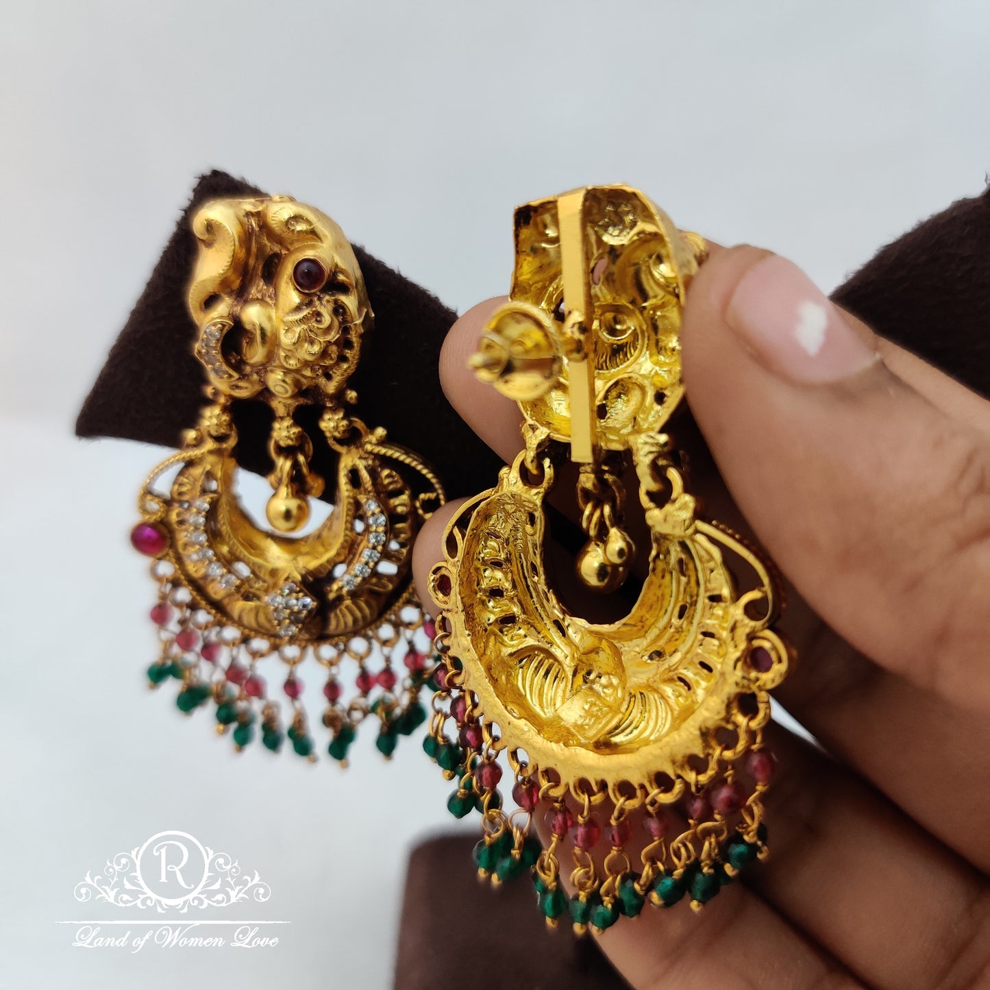 Simple and cute silver Ã¢Å“Â¨ earrings with peacock Ã°Å¸Â¦Å¡ design and hangings -RCM759