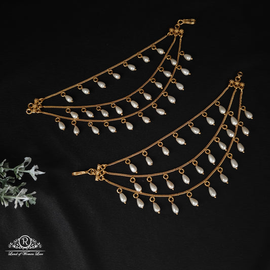 rice pearls silver earchains-rcp087 92.5 silver ramala jewelry / ramala collections