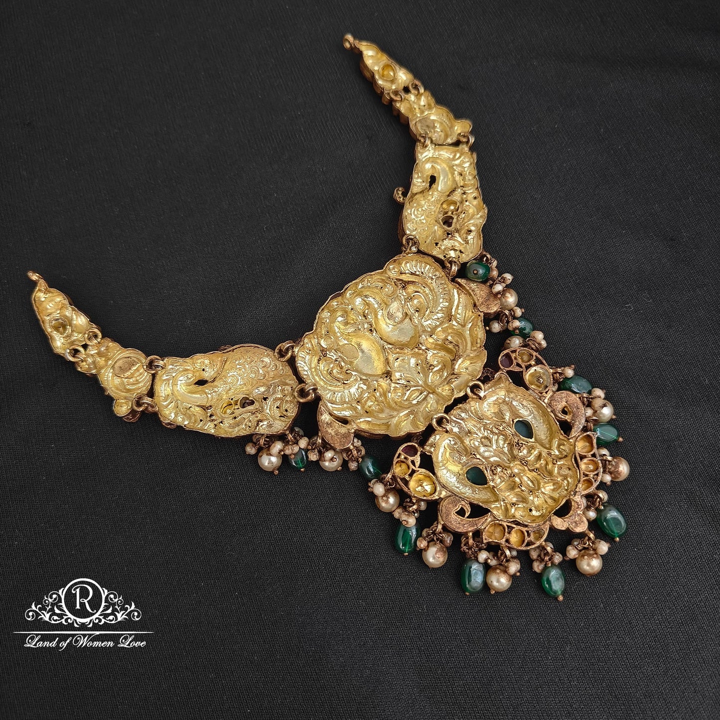 92.5 Silver peacock Design polki and kundans Necklace-RCM1124