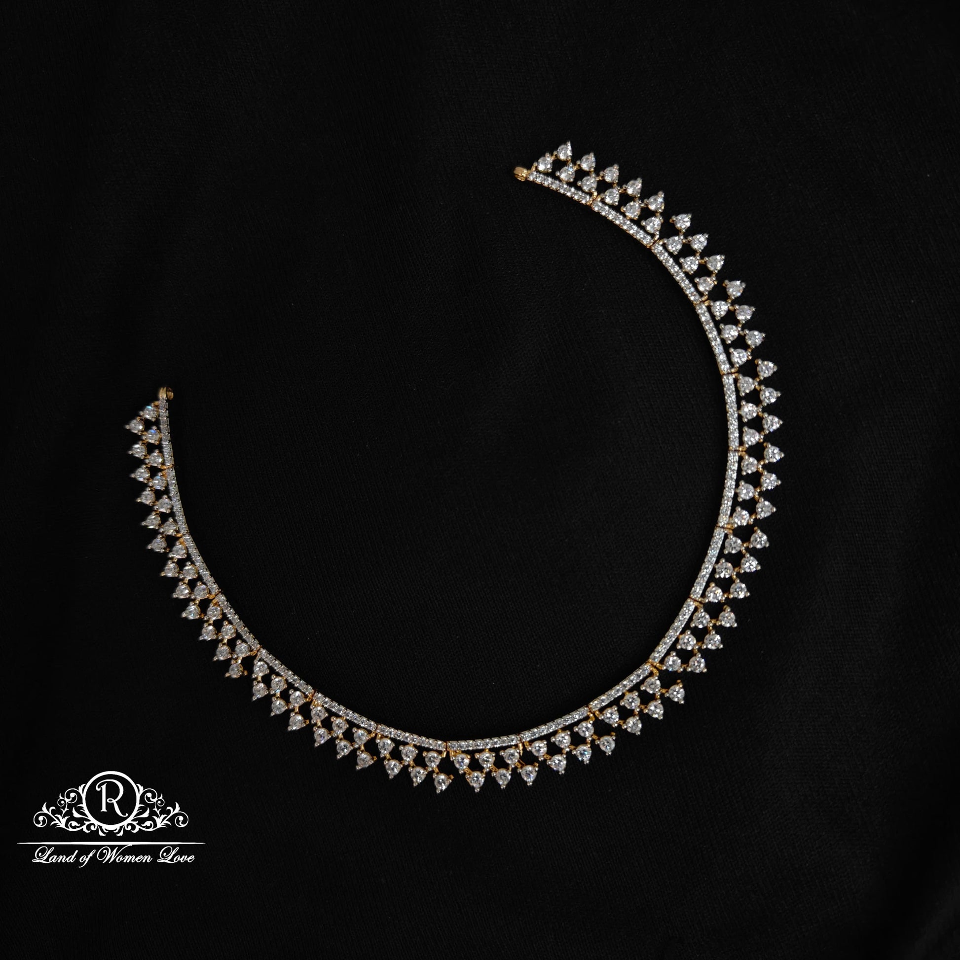 necklace 92.5 silver diamond finishing white stone necklace 92.5 silver ramala jewelry / ramala collections
