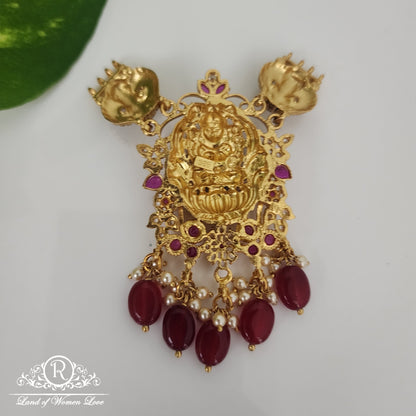 Lakshmi Devi design Silver Mala Locket-RCM222