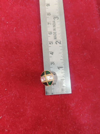 Silver base gold polish kundhan ball(single) :H128-1