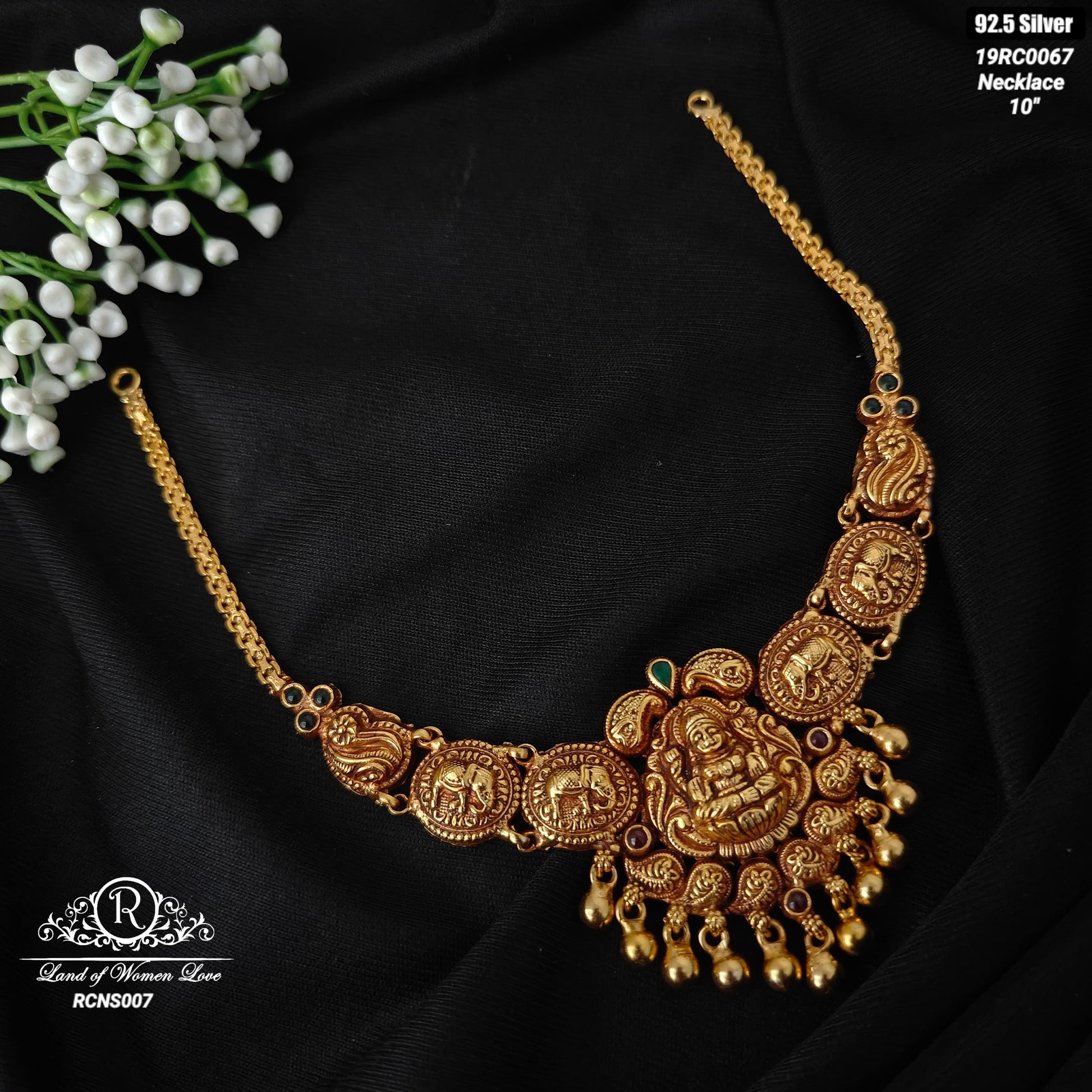 pendant silver simple and cute lakshmi devi design chocker pendant-rcns007 92.5 silver ramala jewelry / ramala collections