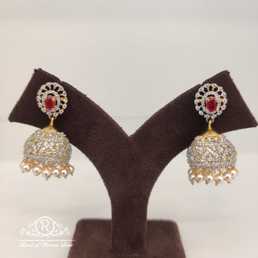 diamond finishing silver jhumkas-rc85-90cp013 92.5 silver ramala jewelry / ramala collections