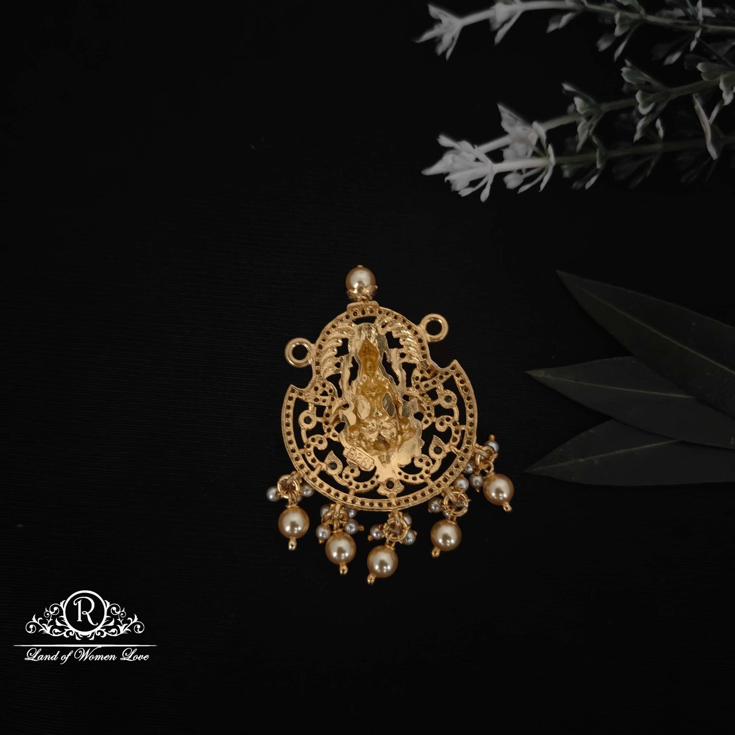 Lakshmi Devi design Silver Mala locket-RCM963