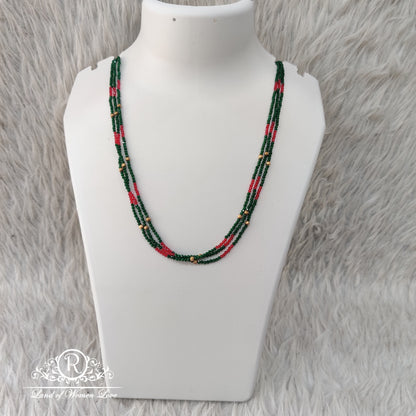 Beads Mala Green & Red Colour Middle gold Ball RCH317