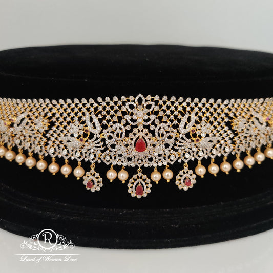 Beautiful Diamond finishing Silver Vaddanam-RC85-90CP033