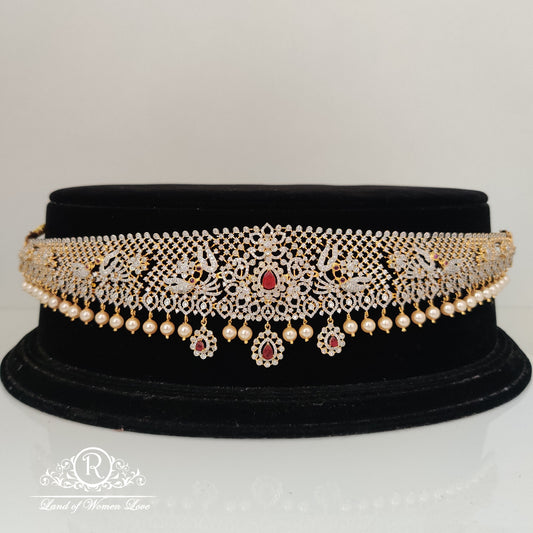 beautiful diamond finishing silver vaddanam-rc85-90cp033 92.5 silver ramala jewelry / ramala collections