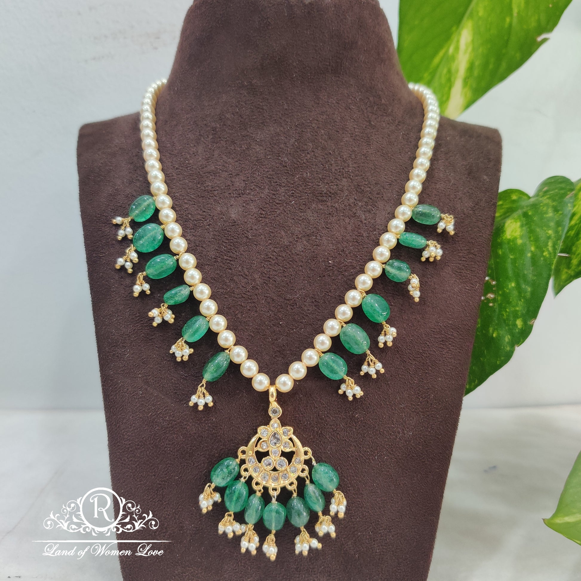 necklace 92.5 silver jewelry meenakari kundhan green beads necklace hk0015 92.5 silver ramala jewelry / ramala collections