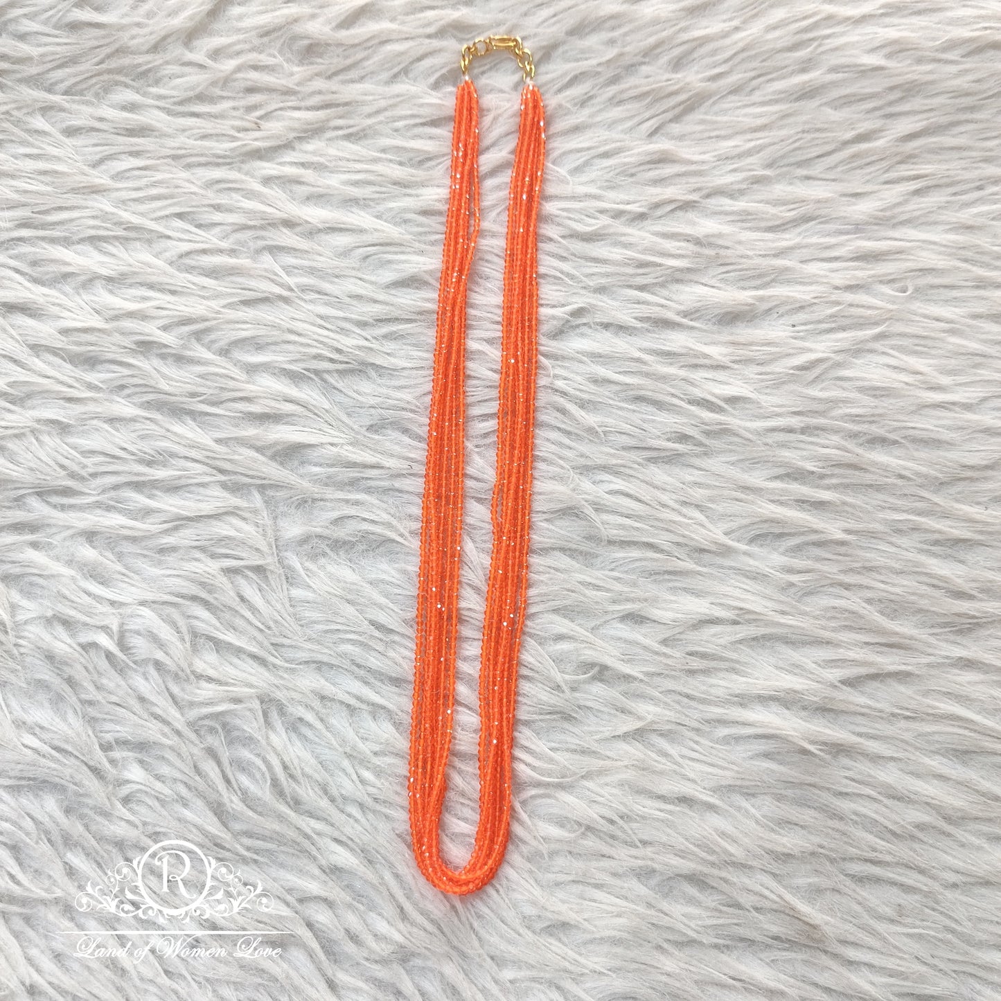 Cristal Beads Mala Orange  Colour 6 lines 20 inches RCH316