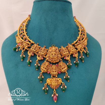 necklace cultural richness beautiful silver lakshmi devi necklace ã¢å“â¨14"-rcma03 92.5 silver ramala jewelry / ramala collections