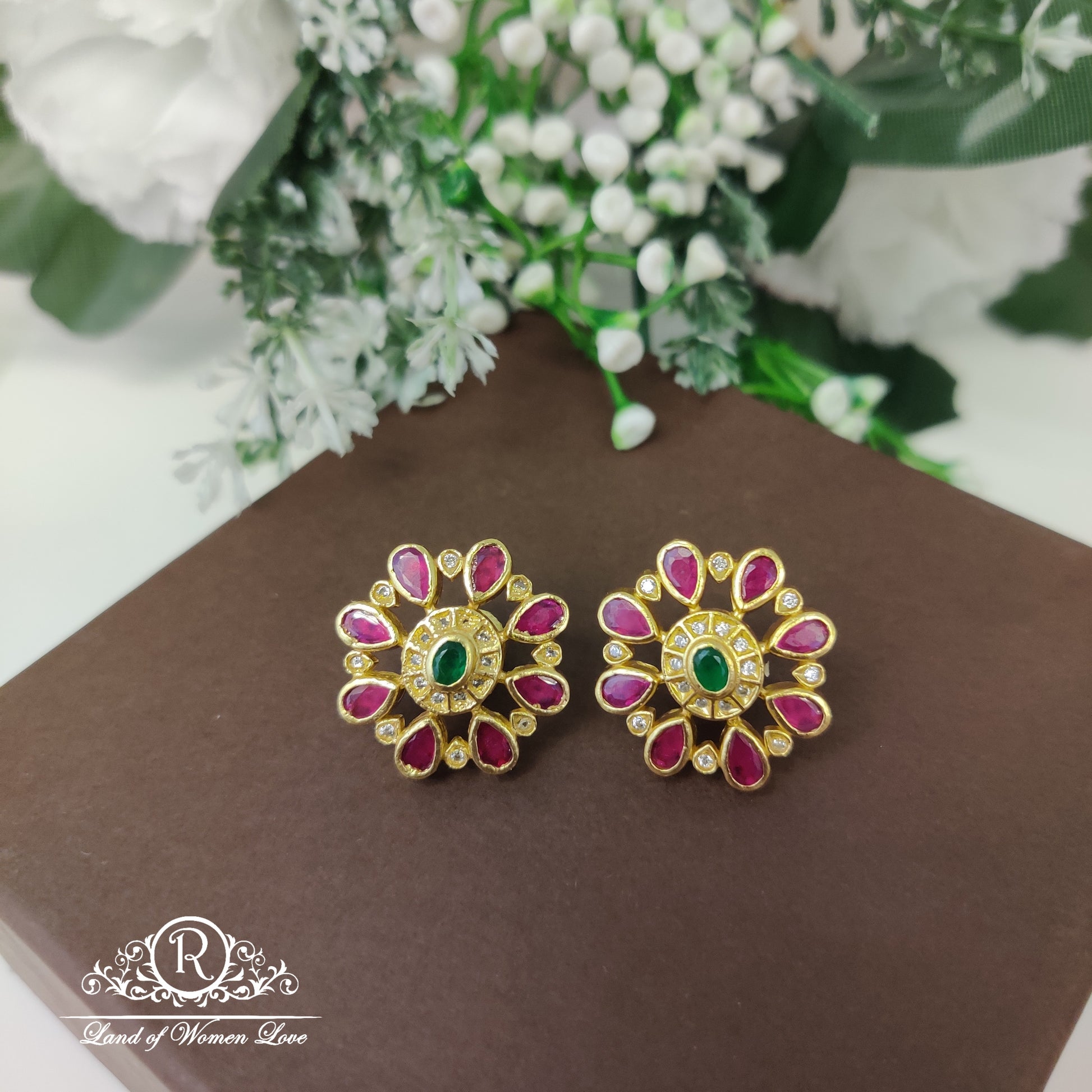 stud coloured stones silver studs-rc85-70cp051 92.5 silver ramala jewelry / ramala collections