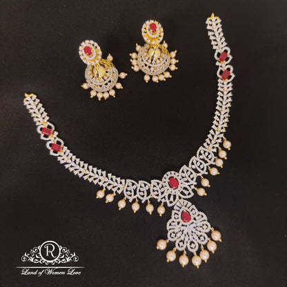 Diamond finishing Silver Necklace-RC85-90CP06