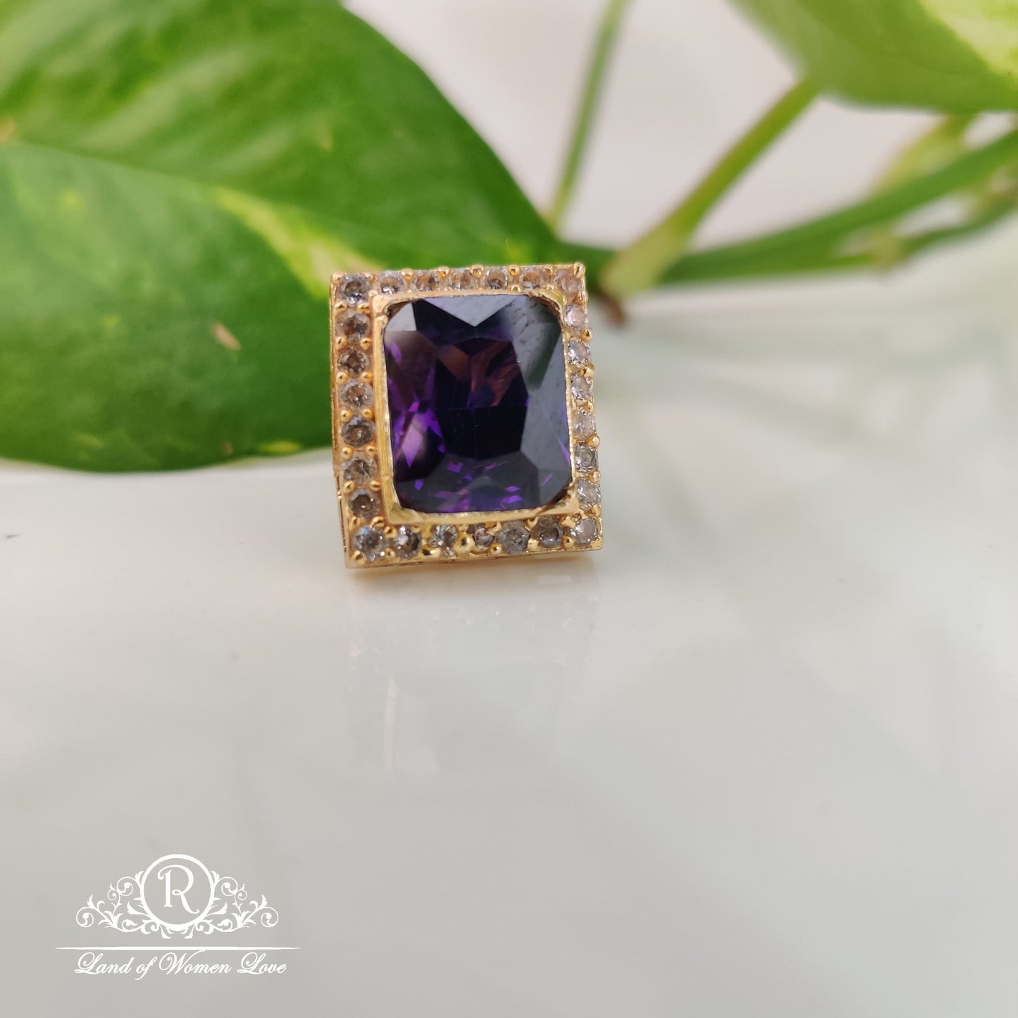 simple and cute ã¢å“â¨ silver side lockets with violet colour stone ã°å¸â€™å“-rch533 92.5 silver ramala jewelry / ramala collections