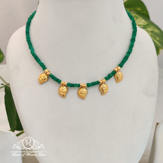 ring green beads -with mango lockets - rcmj148 emerald 92.5 silver ramala jewelry / ramala collections