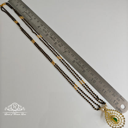 92.5 Silver Two lines Black beads with Diamond Finishing Locket-RCT337