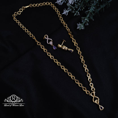 92.5 Silver CZ- stones purple Necklace set-RCDS0101