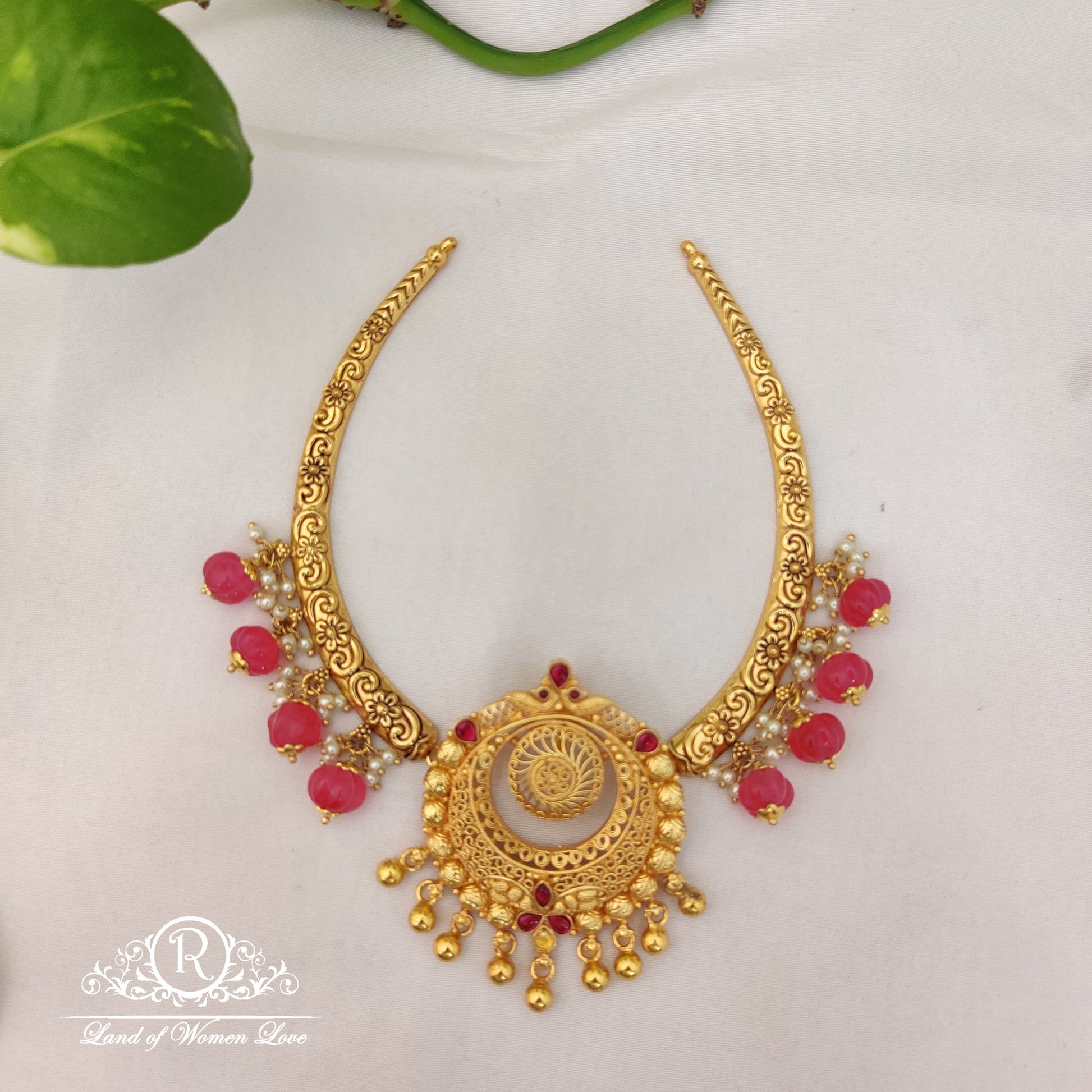 necklace beautiful kantey with pumpkin beads hanging with pendent "12-rca114rcc047 92.5 silver ramala jewelry / ramala collections