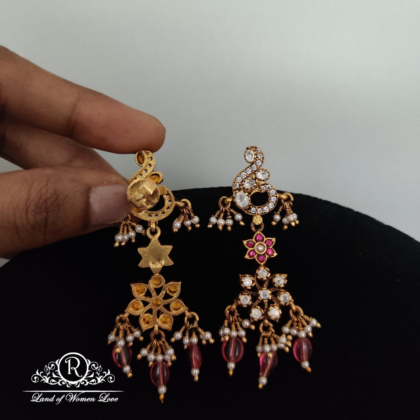 White stones Silver Earrings-RC85-105CP13