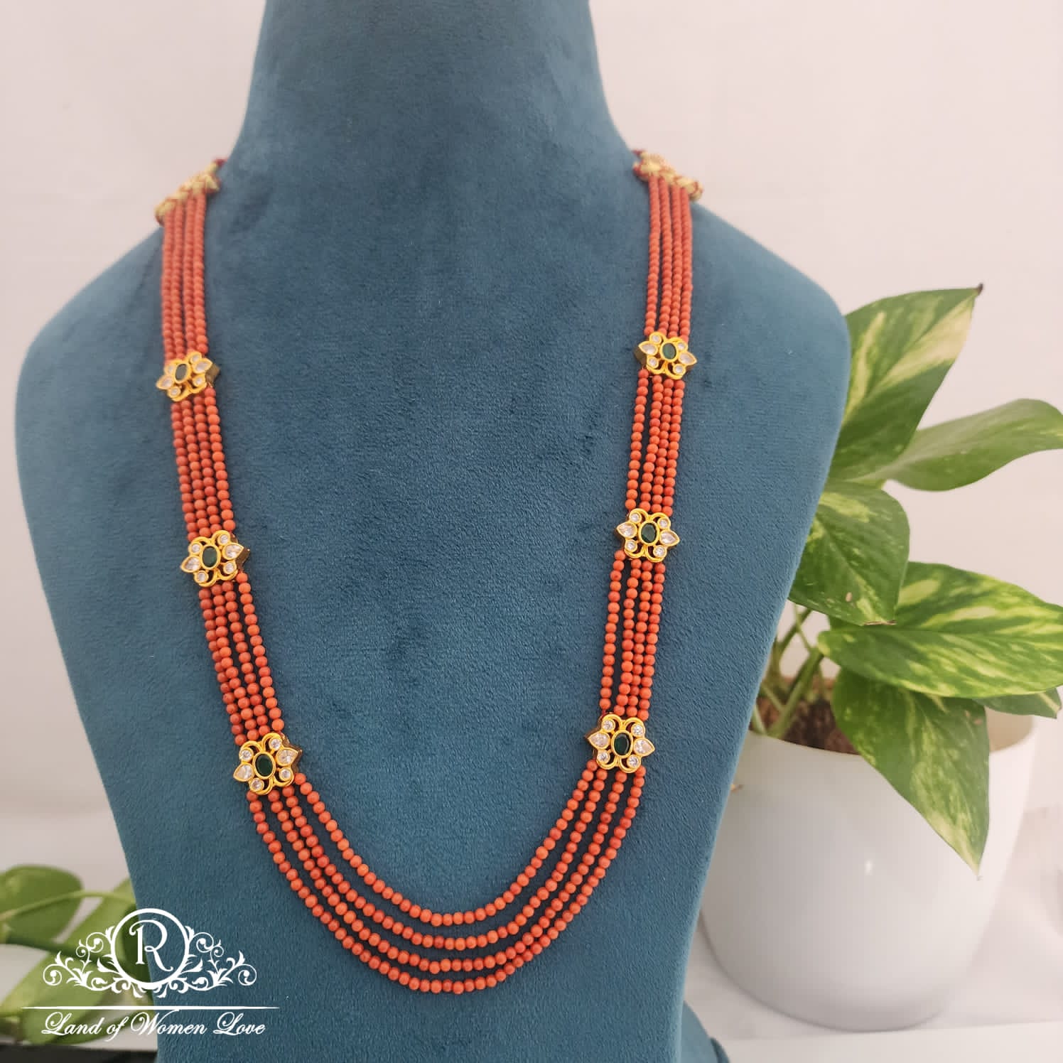 beautiful corals mala with simple side lockets ã¢å“â¨18"-rch496 92.5 silver ramala jewelry / ramala collections