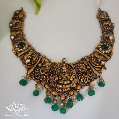 necklace classic lakshmi devi design silver nakshi necklace-rcm247 92.5 silver ramala jewelry / ramala collections