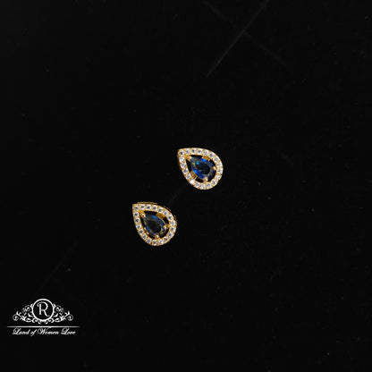 92.5 Silver CZ- Stones Navy blue Pendant Set-RCDS093
