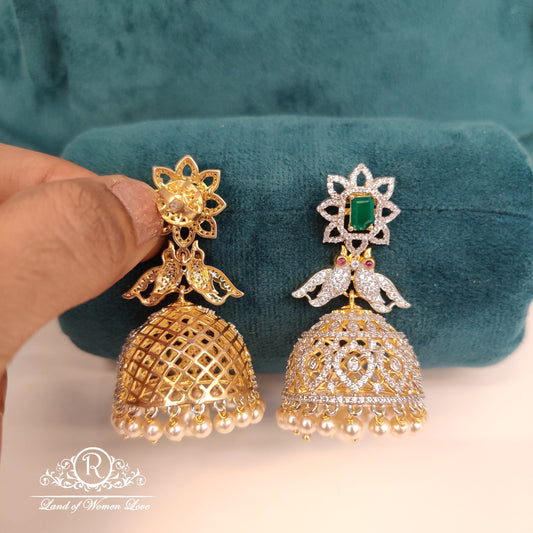 Diamond finishing Silver jhumkas-RCCP230