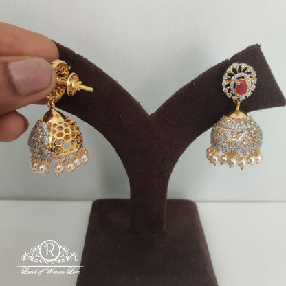 Diamond finishing Silver jhumkas-RC85-90CP013